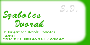 szabolcs dvorak business card